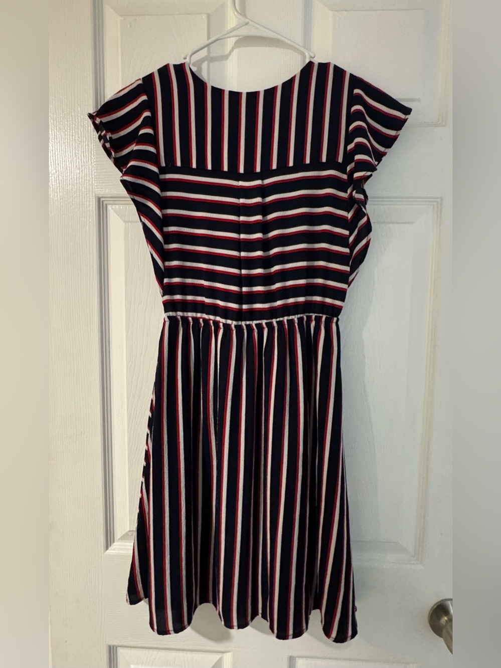 Monteau Navy, Red & White Striped Wrap-Style Dress - Picture 2 of 3
